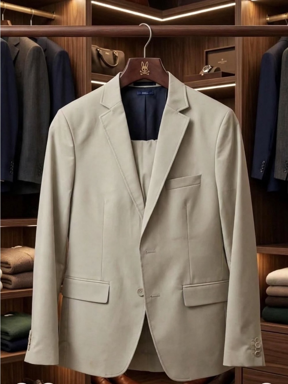 American Rag Men's 2-Button Slim Suit Jacket & Pants Set Khaki S